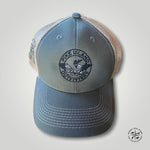 Grey ball cap with embroidered Pike Island Outfitters logo featuring a loon on the front