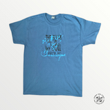 Printed graphic blue t-shirt "The River Is In My Soul".